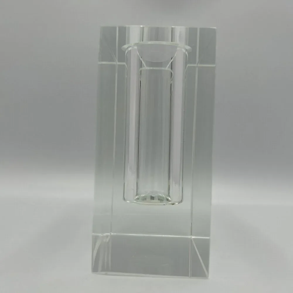 Debi Lilly Crystal Vase Demi Block Design Bud Vase Clear Solid Heavy MCM MODERN